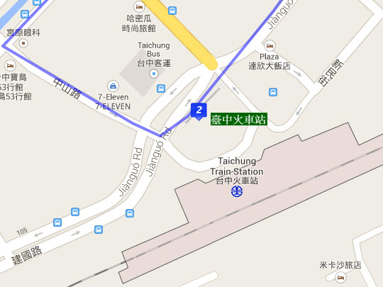 台中前火車站巴士站位置地圖